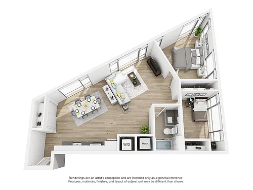 Floor plan Affordable 2 Bedroom 1 Bath IZ