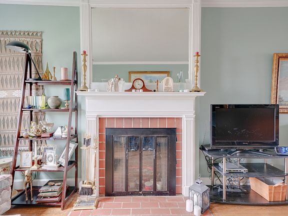 Living room with a fireplace