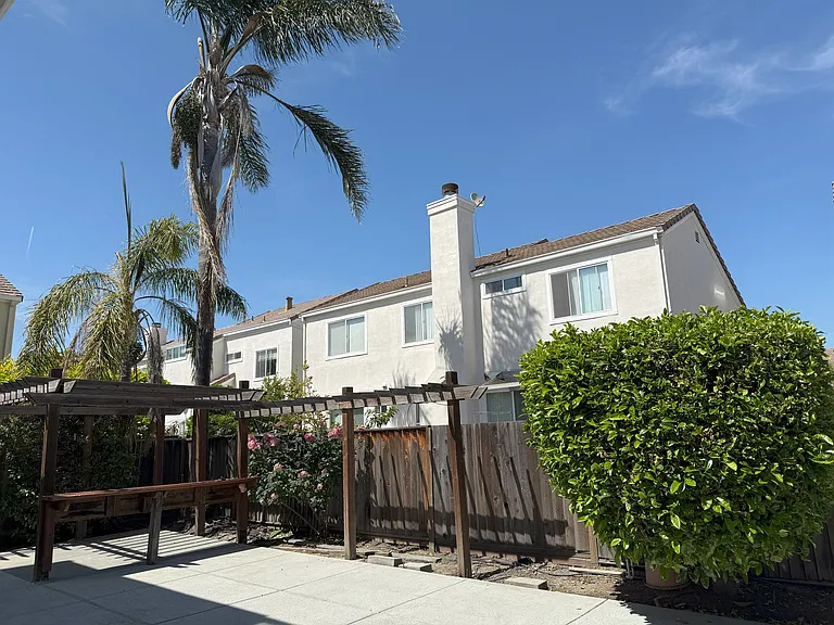 Backyard with arbor