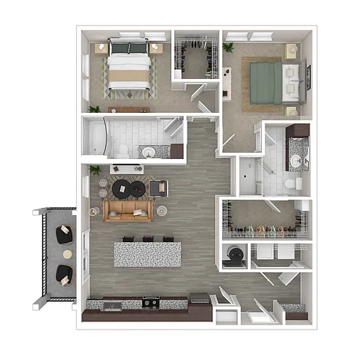 Floor plan Calderwood (2x2 1,140 Sq. Ft.)