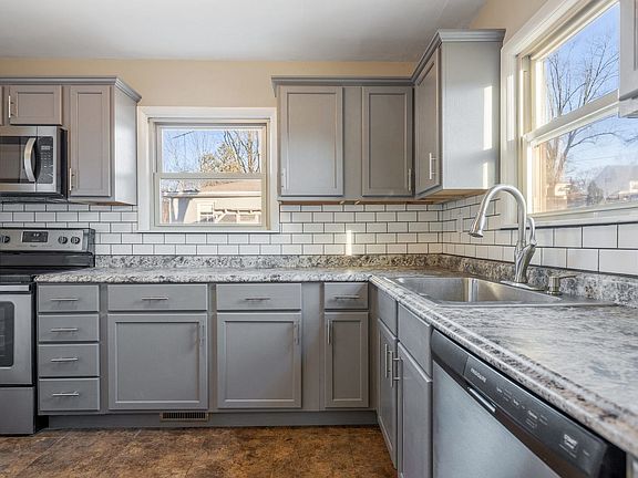 Looking at kitchen from the dining room.