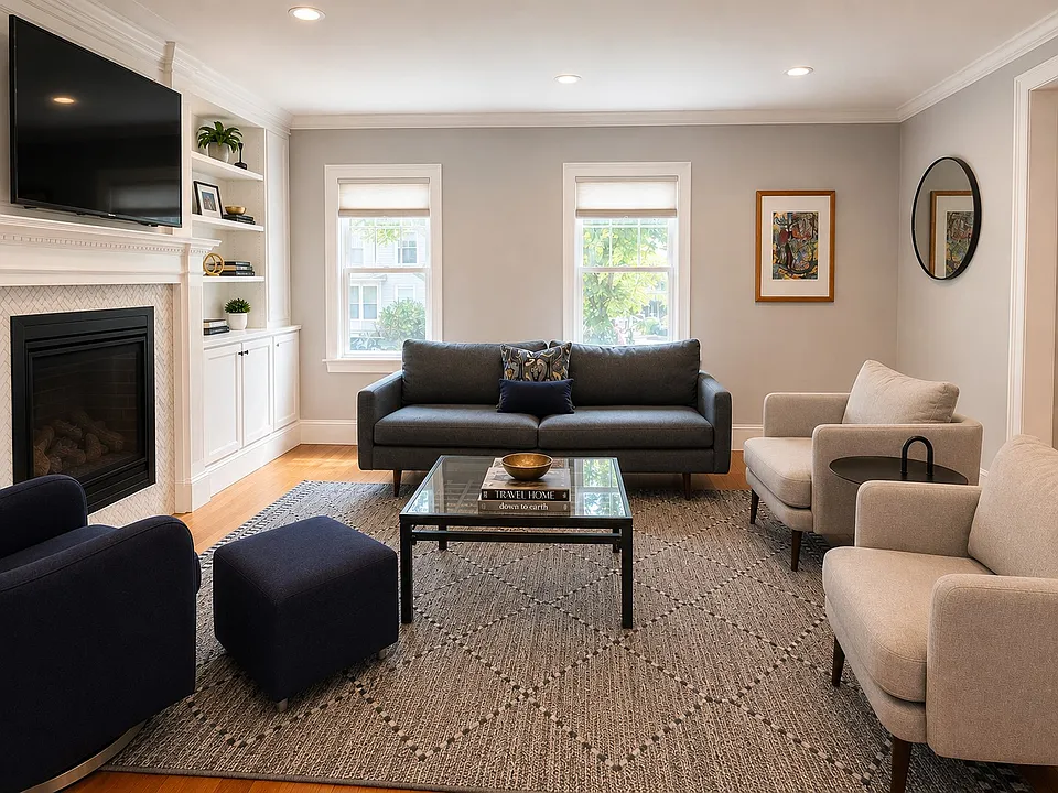 Spacious layout with defined open concept living and dining areas and beautiful hardwood floors throughout
