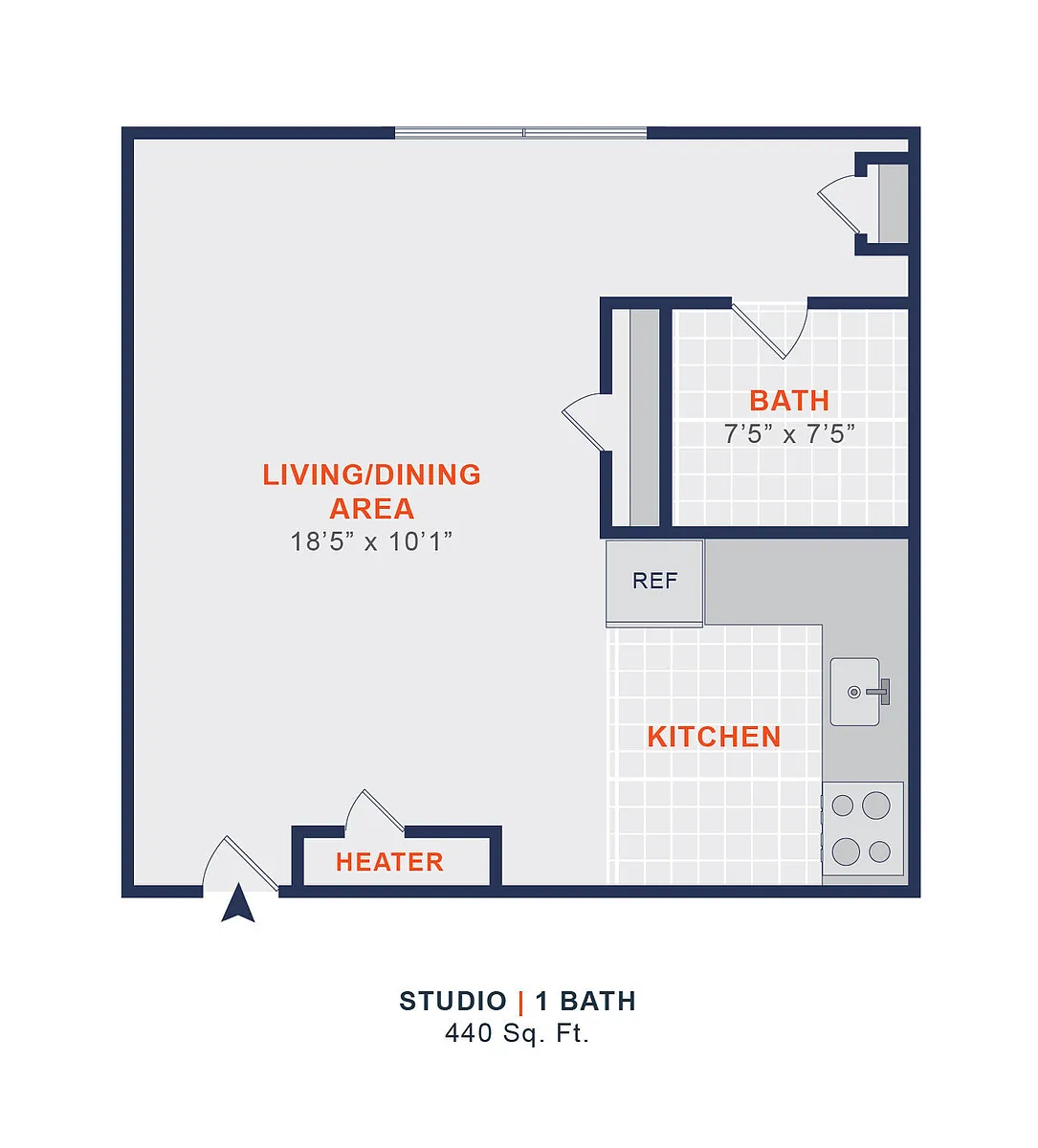 Floor plan Studio | 1 Bath