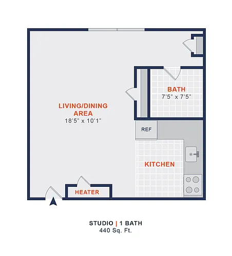 Floor plan Studio | 1 Bath