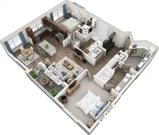 Floor plans are artist's rendering. All dimensions are approximate. Actual product and specifications may vary in dimension or detail. Not all features are available in every apartment. Prices and availability are subject to change. Floor plans are artist