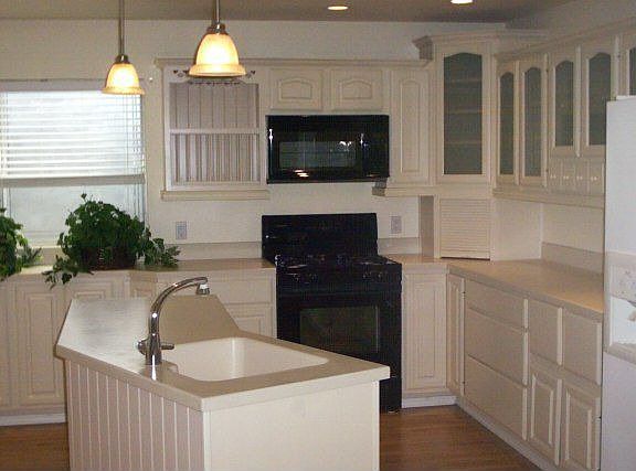 Updated kitchen cabinets and island.