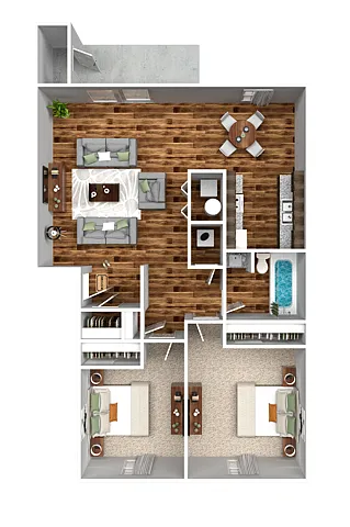 Floor plan Two Bedroom One Bathroom