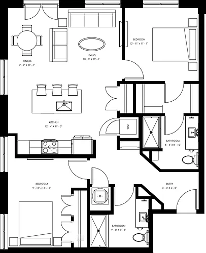 Floor plan B3 - Two Bedroom