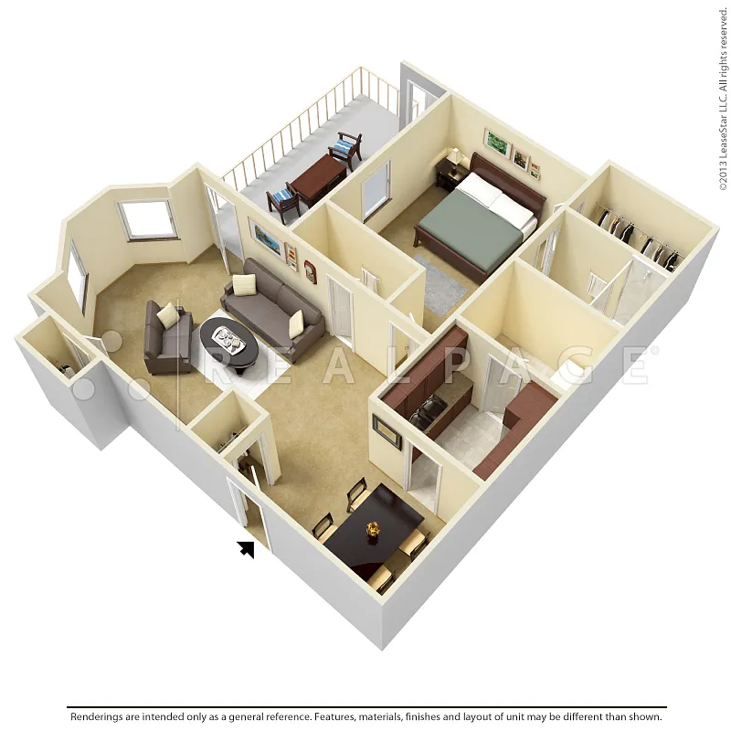 Floor plan One Bedroom, One and a Half Ba