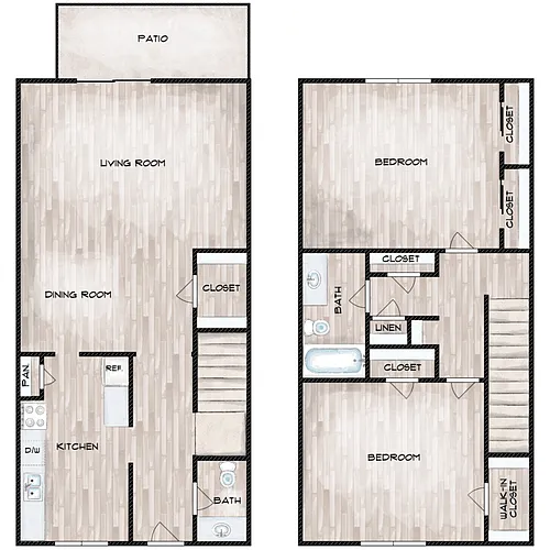 Floor plan Regency- 2 story townhome w/patio & w/d connection