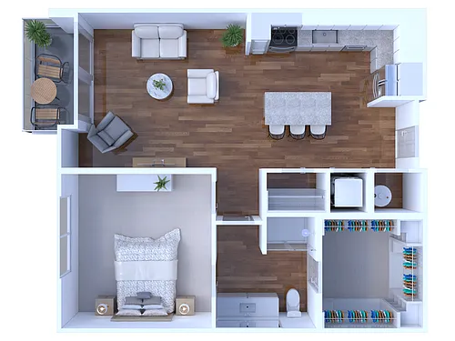 Floor plan 1 Bedroom/1 Bathroom - C6