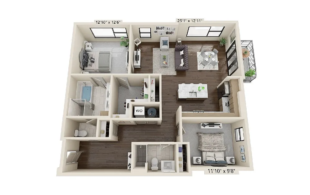 Floor plan 2 bedroom 2 bath
