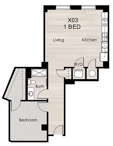 Floor plan 1 Bed / 1 Bath 855 sq ft B