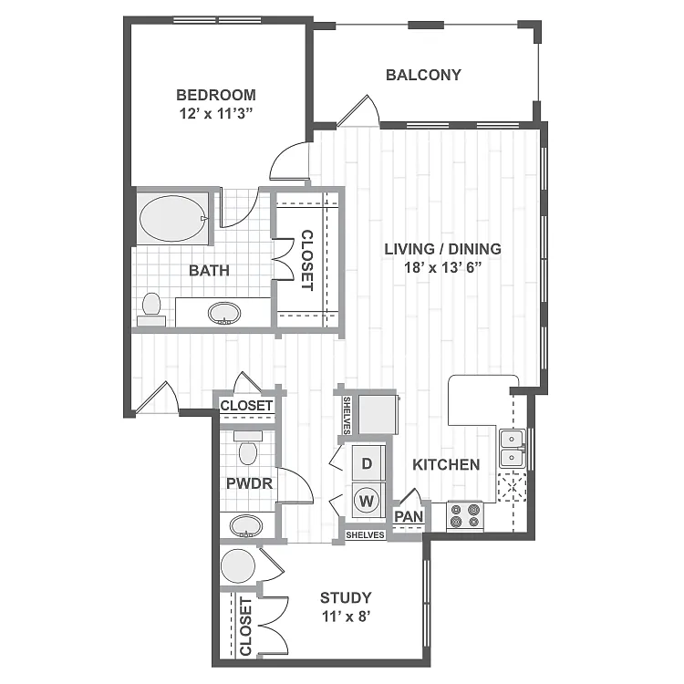 Floor plan 1 Bedroom 115A