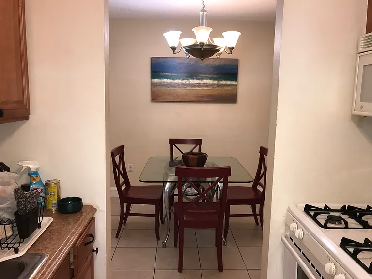 view from kitchen into dining room
