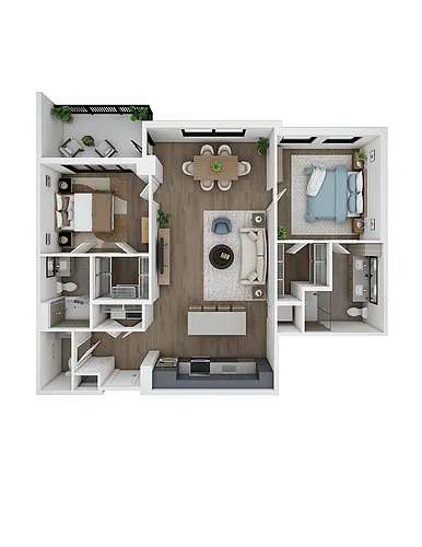 Floor plan 2 Bed/2.5 Bath-B1.1