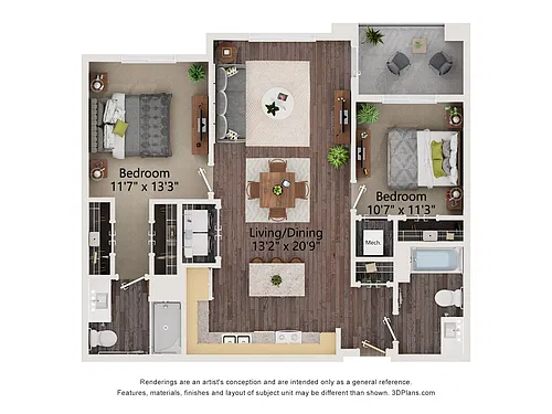 Floor plan Two Bedroom - 2A