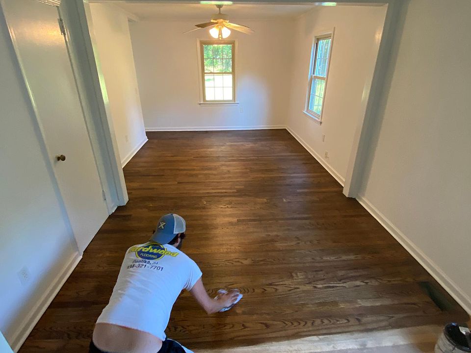 Stain being applied..