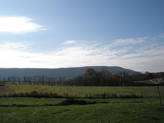view out of bedroom window of Catawissa Mountain