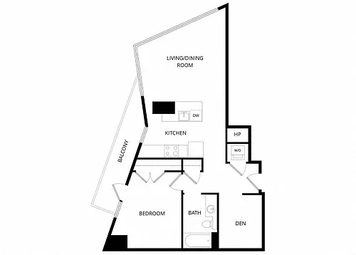 Floor plan Plan I 1 Bd with Den