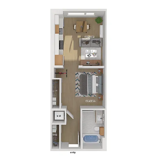 Floor plan Urban 1 Bedroom 01E