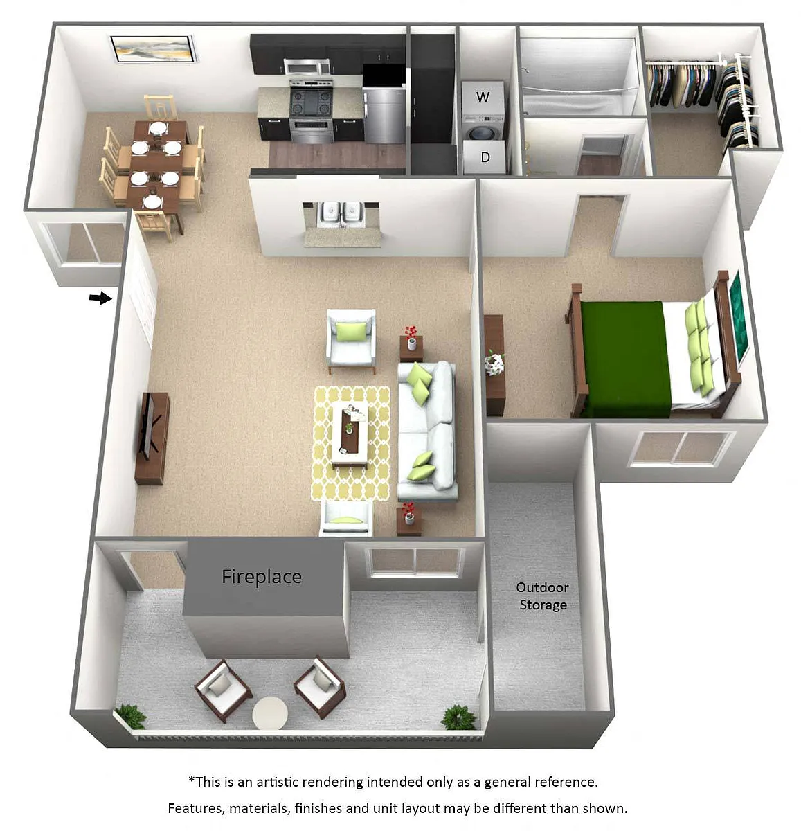 Floor plan 1 Bed 1 Bath - A1