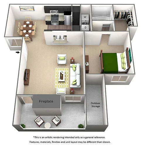 Floor plan 1 Bed 1 Bath - A1