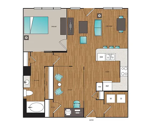 Floor plan Phase I 1x1 + Den
