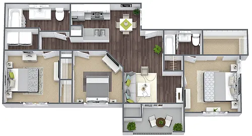 Floor plan 3 Bed 2 Bath