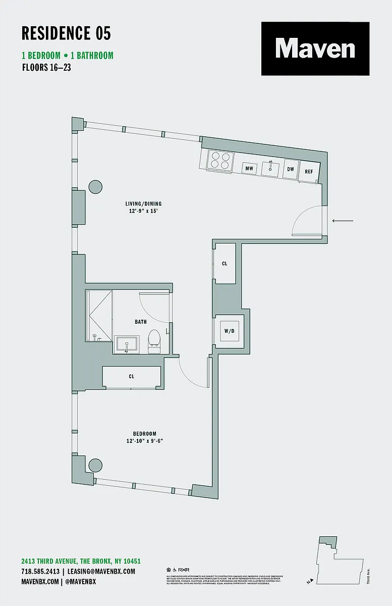 Floor plan 1 Bed/1 Bath-A13
