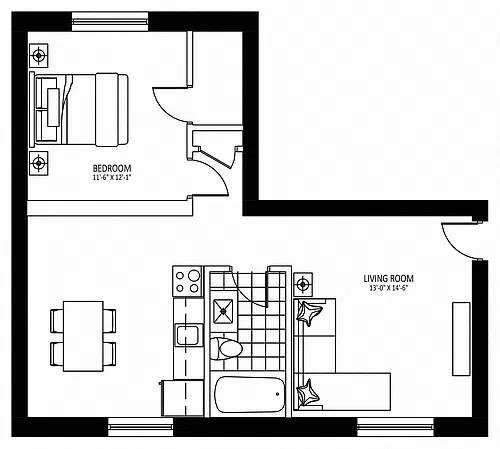 Floor plan 775 Concession - Plan A 1 Bed 1 Bath