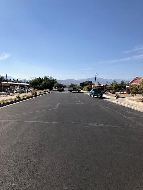 View of the street facing West