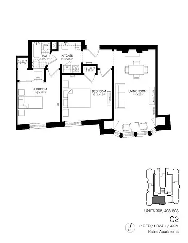 Floor plan 2 Bedroom C2