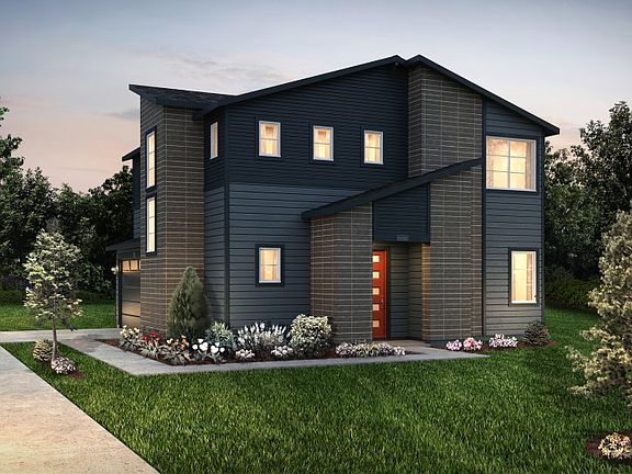 Elevation C boasts a clean, minimalistic design with angular structures, brick accents, and a pop of