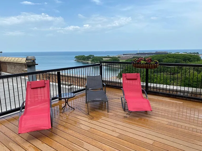 Rooftop deck with gas grills northeast view