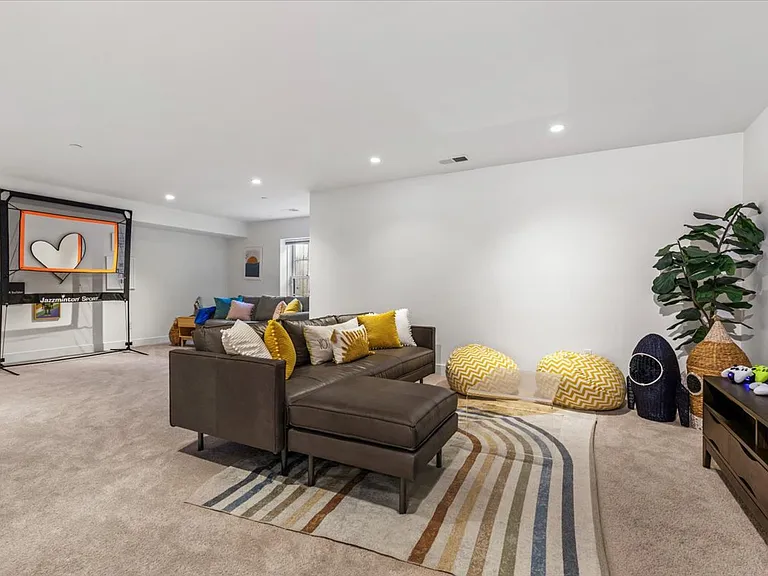 Large basement with storage and powder room