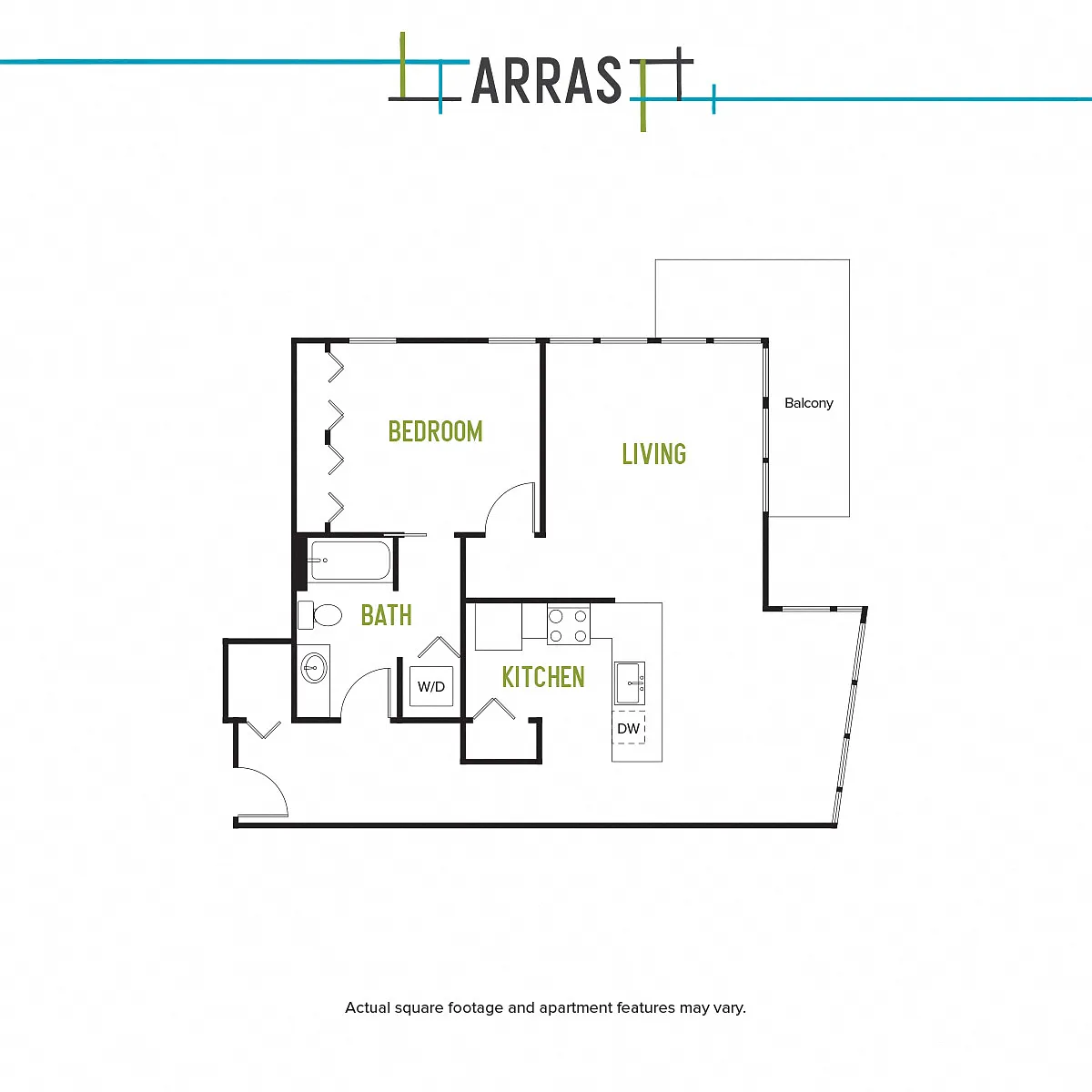Floor plan One Bed One Bath M 3