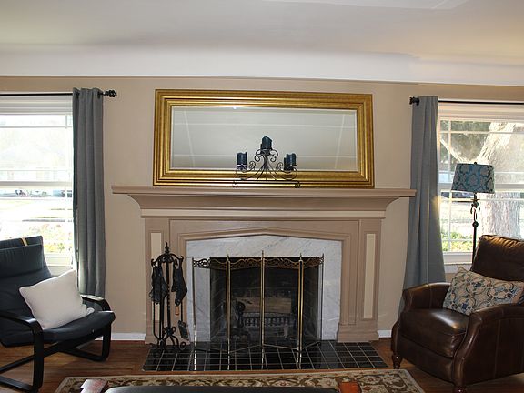 Natural, marble fireplace