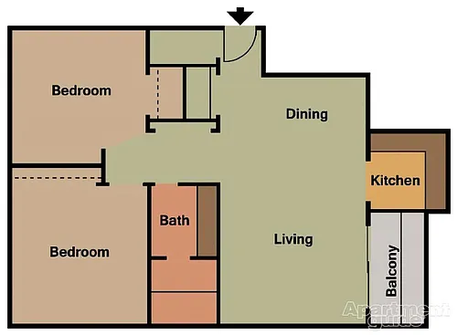 Floor plan 2 BEDROOM 1 BATH