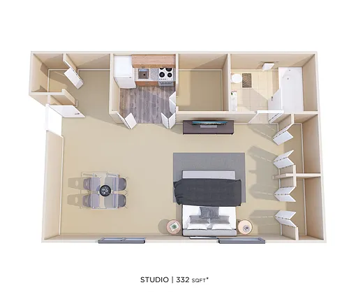 Floor plan Studio - 322 sqft