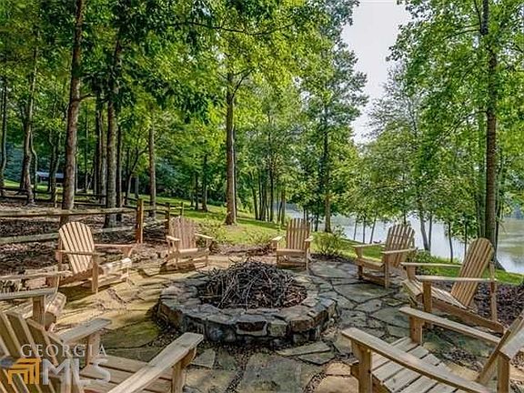 Outdoor firepit by lake