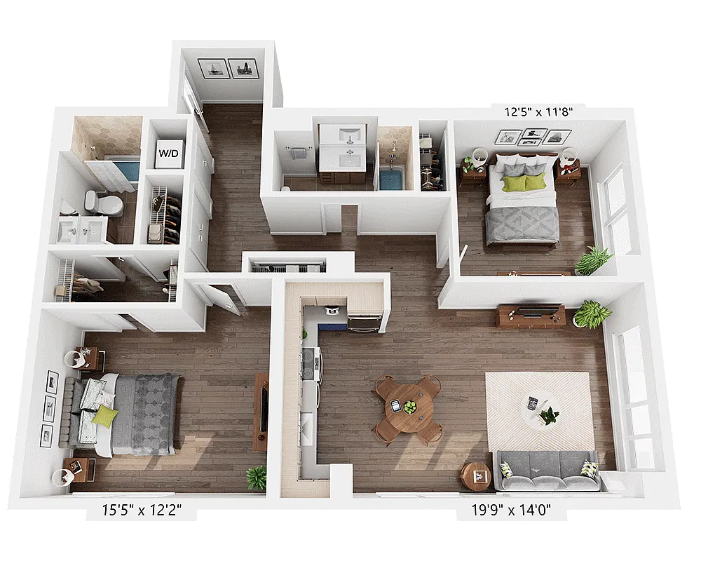 Floor plan Two Bedroom B2H