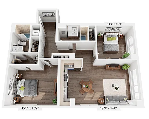 Floor plan Two Bedroom B2H