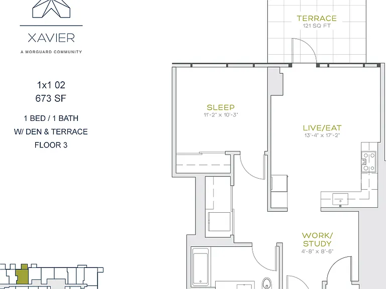 1x1 02 w Den & Terrace 1x1 02 w Den & Terrace
