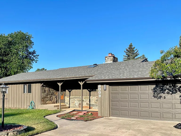 Front of home -- attached garage.