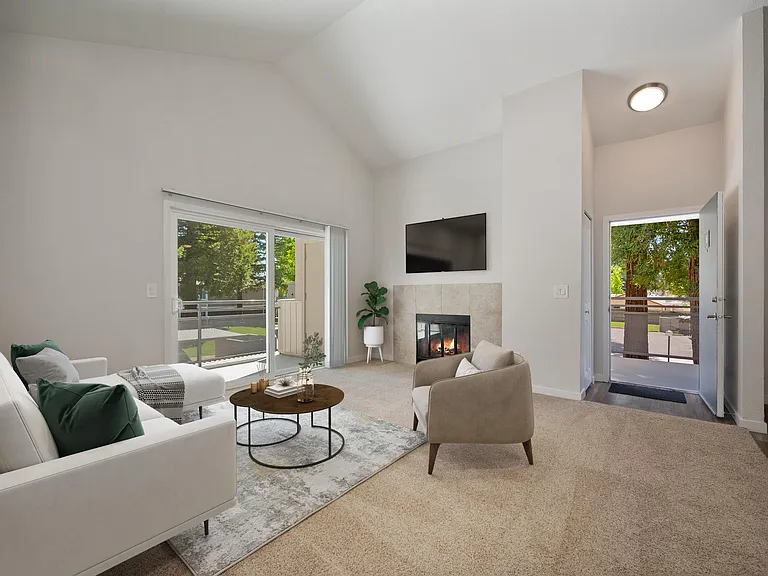 Living room with fireplace