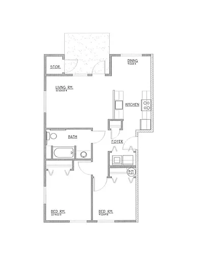 Floor plan 2 Bedroom, 1 Bathroom