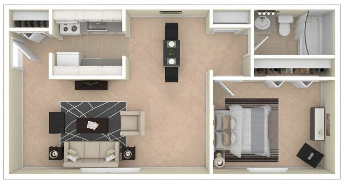Floor plan 1 Bedroom/1 Bathroom