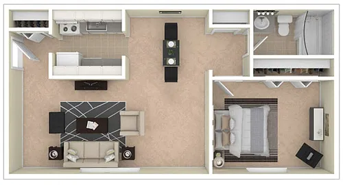 Floor plan 1 Bedroom/1 Bathroom