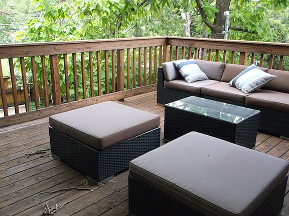 Shady lounge on upper deck.